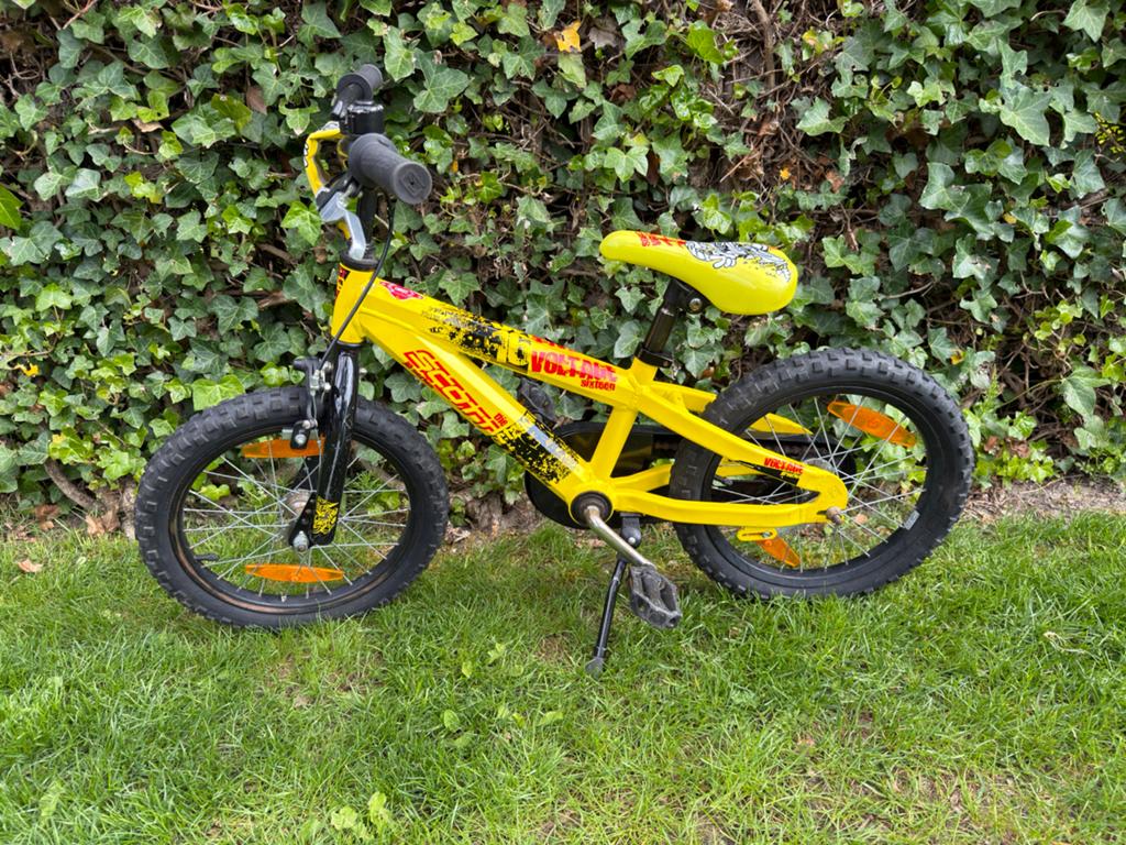 Scott Voltage kinderfiets - Geel - 16 inch, Fietsen en Brommers, Ophalen, Gebruikt, Velgrem, 16 tot 20 inch