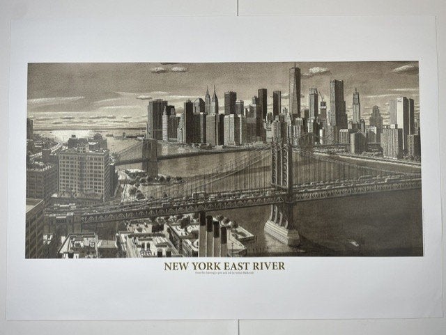poster Stefan Bleekrode New York East River copyright 2025, Ophalen of Verzenden, Zo goed als nieuw, A1 t/m A3, Film en Tv