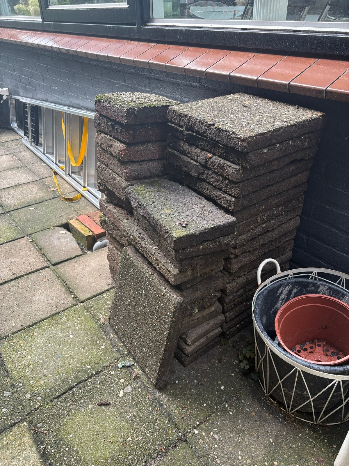 Gebruikte stoeptegels terrastegels, betontegel, Tuin en Terras, Tegels en Klinkers, Ophalen, Gebruikt, 10 m² of meer, Beton