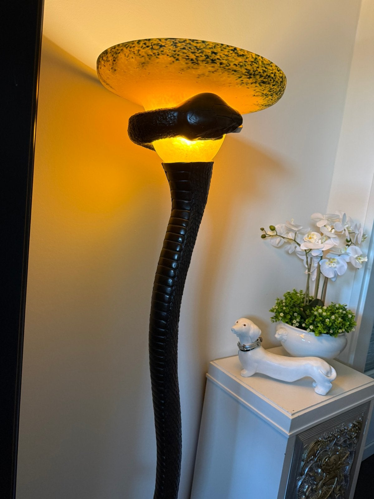 Art Deco Snake vloerlamp., Ophalen, Overige materialen, Zo goed als nieuw, Art deco, vintage