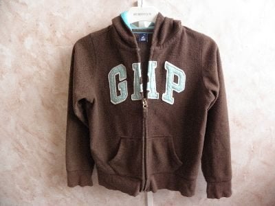 Warm bruin hoody glitter fleece vest GAP mt 140 prima staat, Gebruikt, Meisje, Trui of Vest, Ophalen of Verzenden