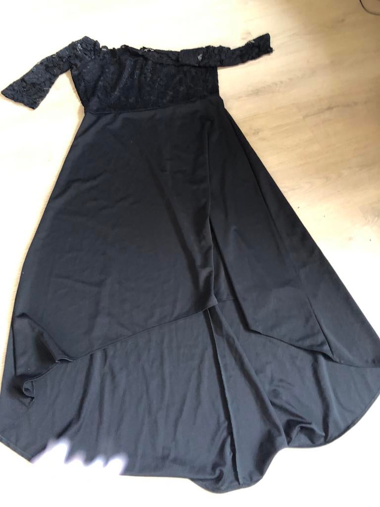 Zgan prachtig feestjurk kant XL Off shoulder  Maat 44, Galajurk, Zwart, Maat 42/44 (L), Ophalen of Verzenden