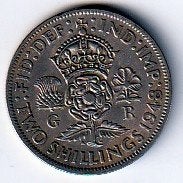 2  shilling  1948  Engeland. km. 865, Ophalen of Verzenden, Overige landen, Losse munt
