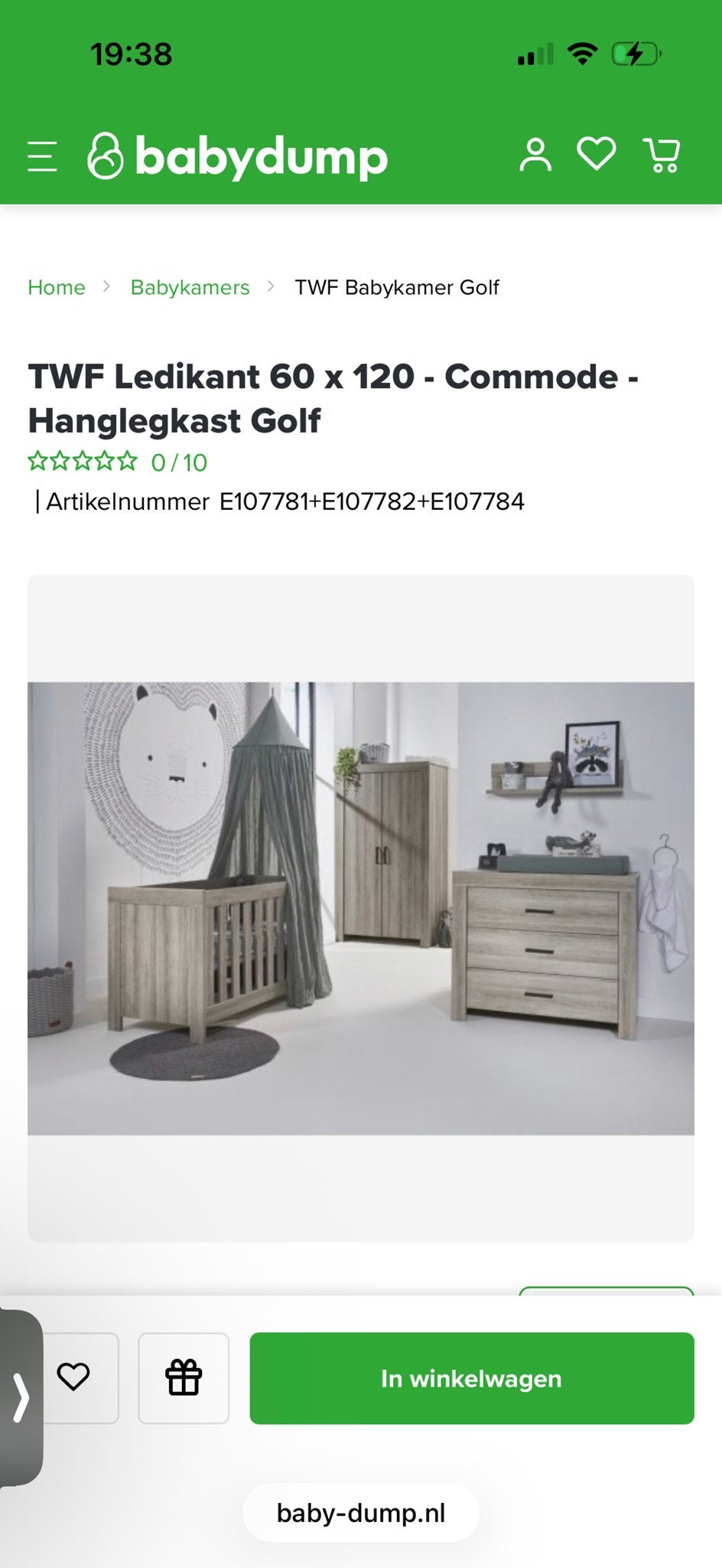 TWF Ledikant 60x120 met Aerosleep matrasje, Kinderen en Baby's, Babywiegjes en Ledikanten, Ophalen, Zo goed als nieuw, Ledikant