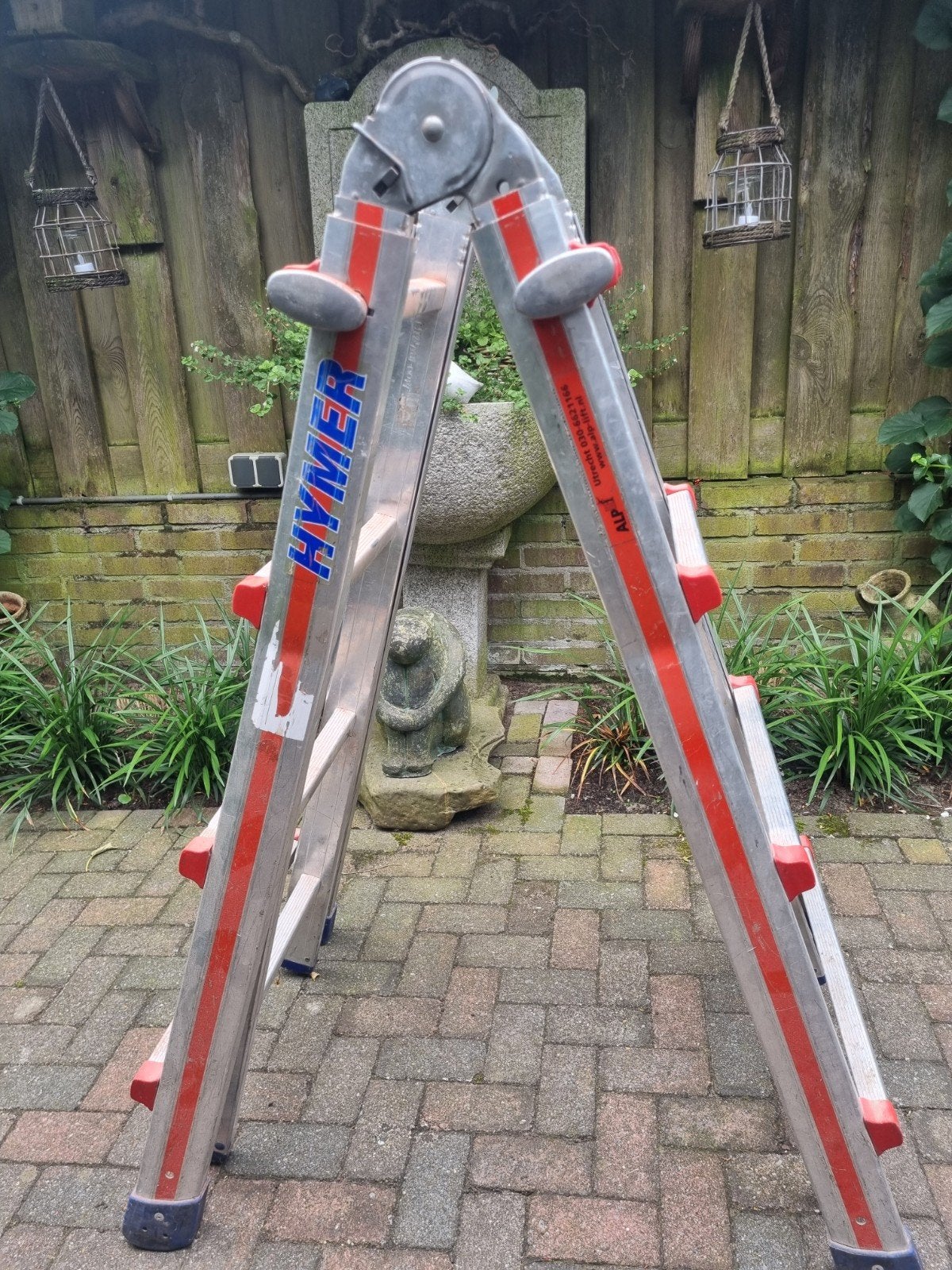Hymer aluminium vouwladder - 2 tot 4 meter, Ophalen, Gebruikt, Ladder, Opvouwbaar of Inschuifbaar