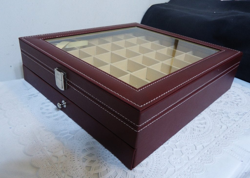 Juwelen doos Vitrine 2 laden XXL Glas & Leder NIEUW!💎😍🎁, Ophalen of Verzenden