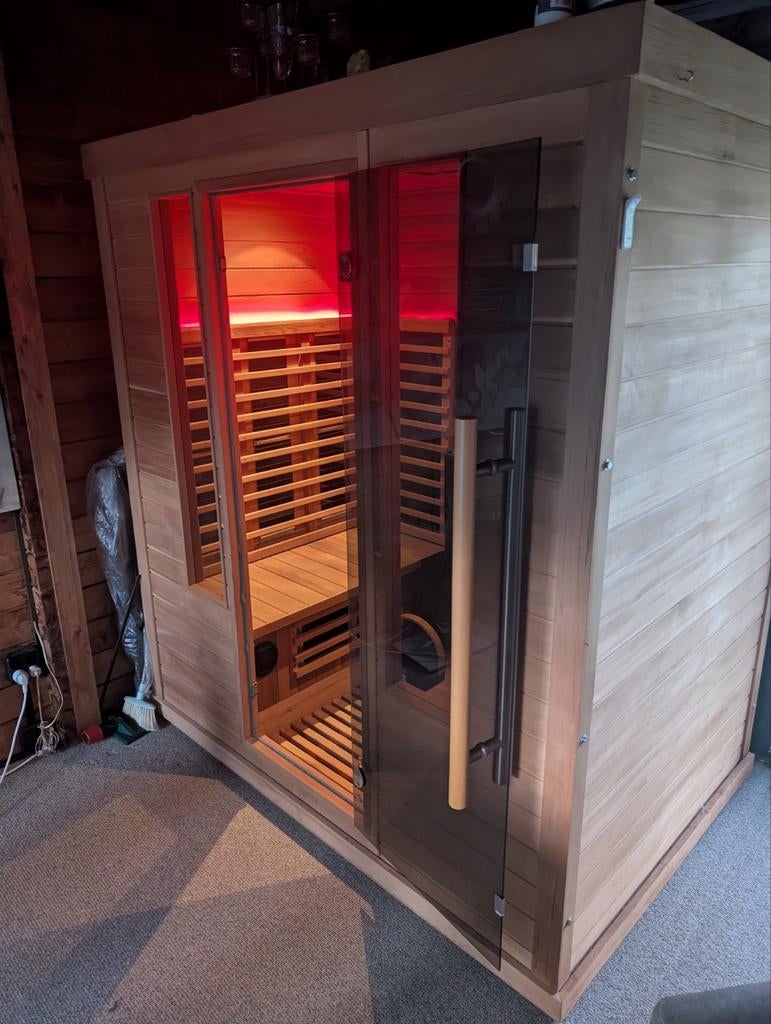 Z.G.A.N. Luxe 4-Persoons Hybride Sauna | Infrarood + Fins, Ophalen, Zo goed als nieuw, Infrarood, Complete sauna