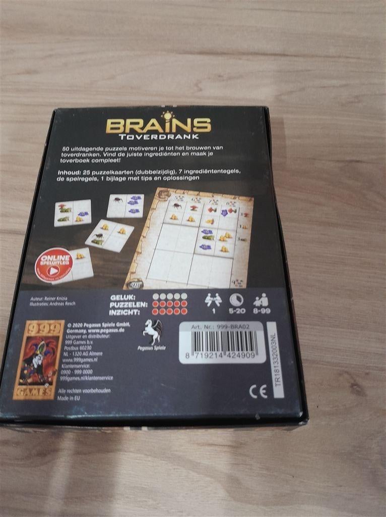 brains 50 pittige denkpuzzels - 999 games - s3434, Hobby en Vrije tijd, Gezelschapsspellen | Bordspellen, Verzenden, Zo goed als nieuw