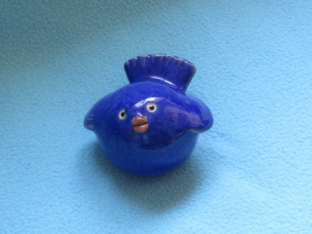 Vintage blauw keramieken vogeltje uit Zweden jaren 70-80, Ophalen of Verzenden