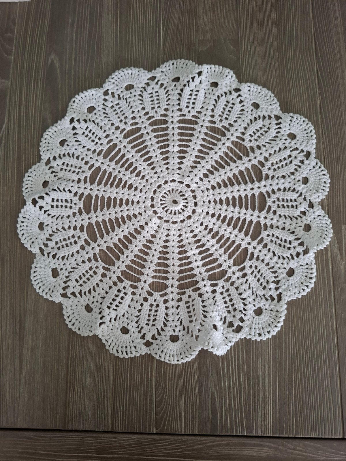 Vintage gehaakt kleedje rond Wit, Antiek en Kunst, Ophalen of Verzenden