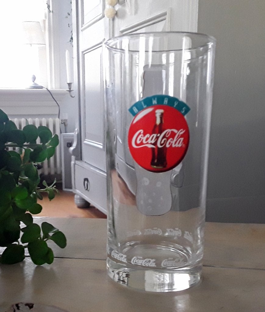 Vintage - retro glas van always Coca Cola - 2 beschikbaar, Glas of Glazen, Gebruikt, Overige merken, Vintage