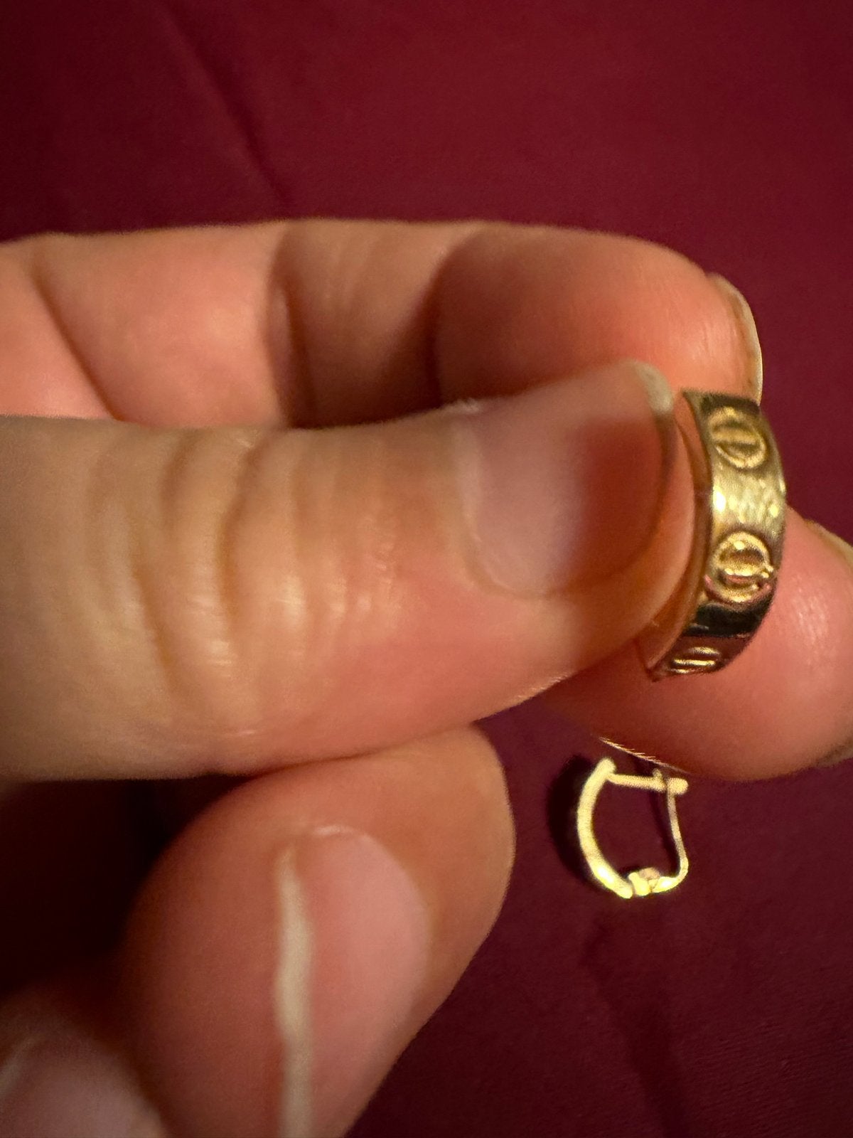 Gouden Oorbellen met Cartier Love Design, Ophalen of Verzenden, Zo goed als nieuw, Goud, Hangers