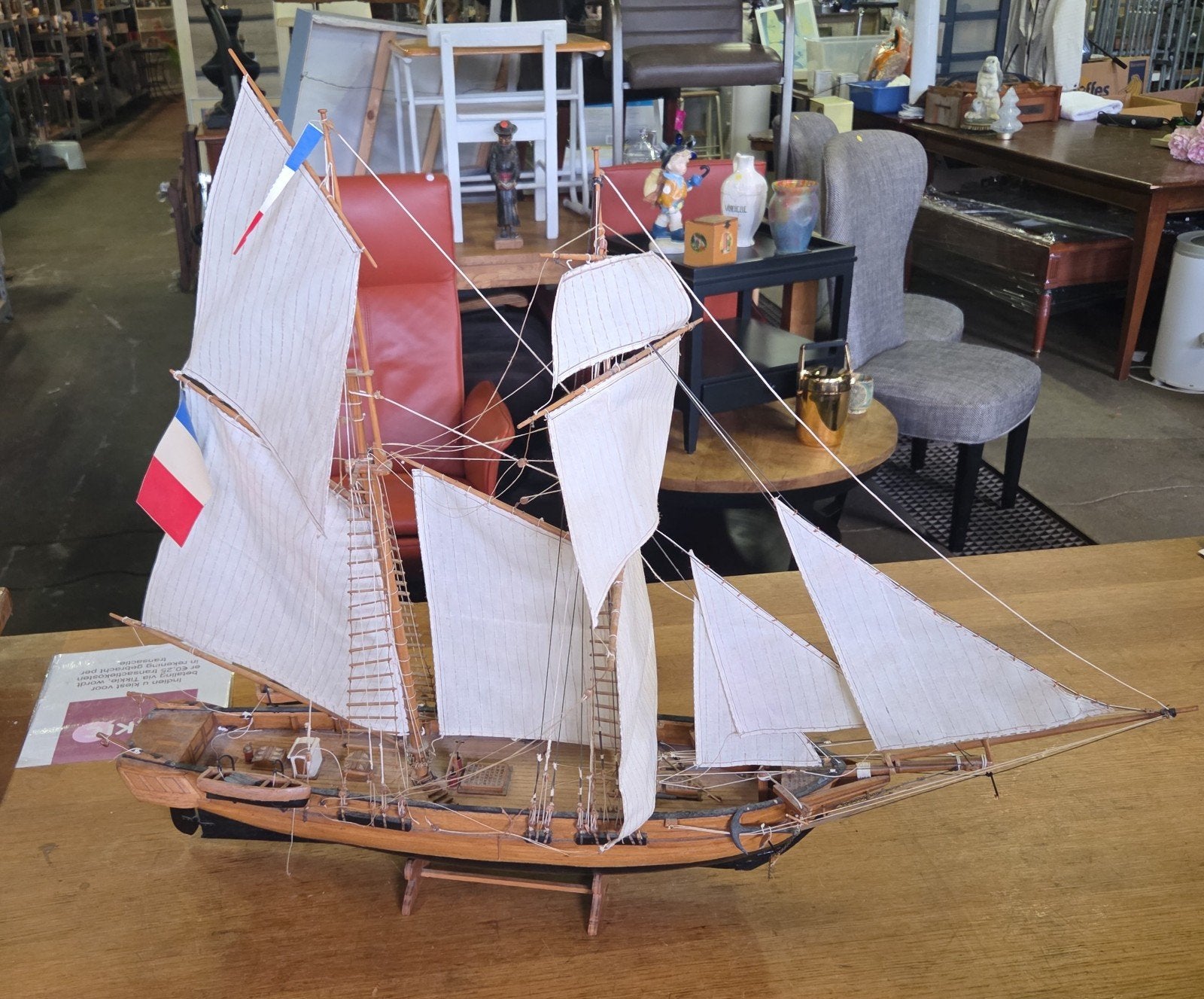 vintage houten modelboot schip, Ophalen, Gebruikt, X, X