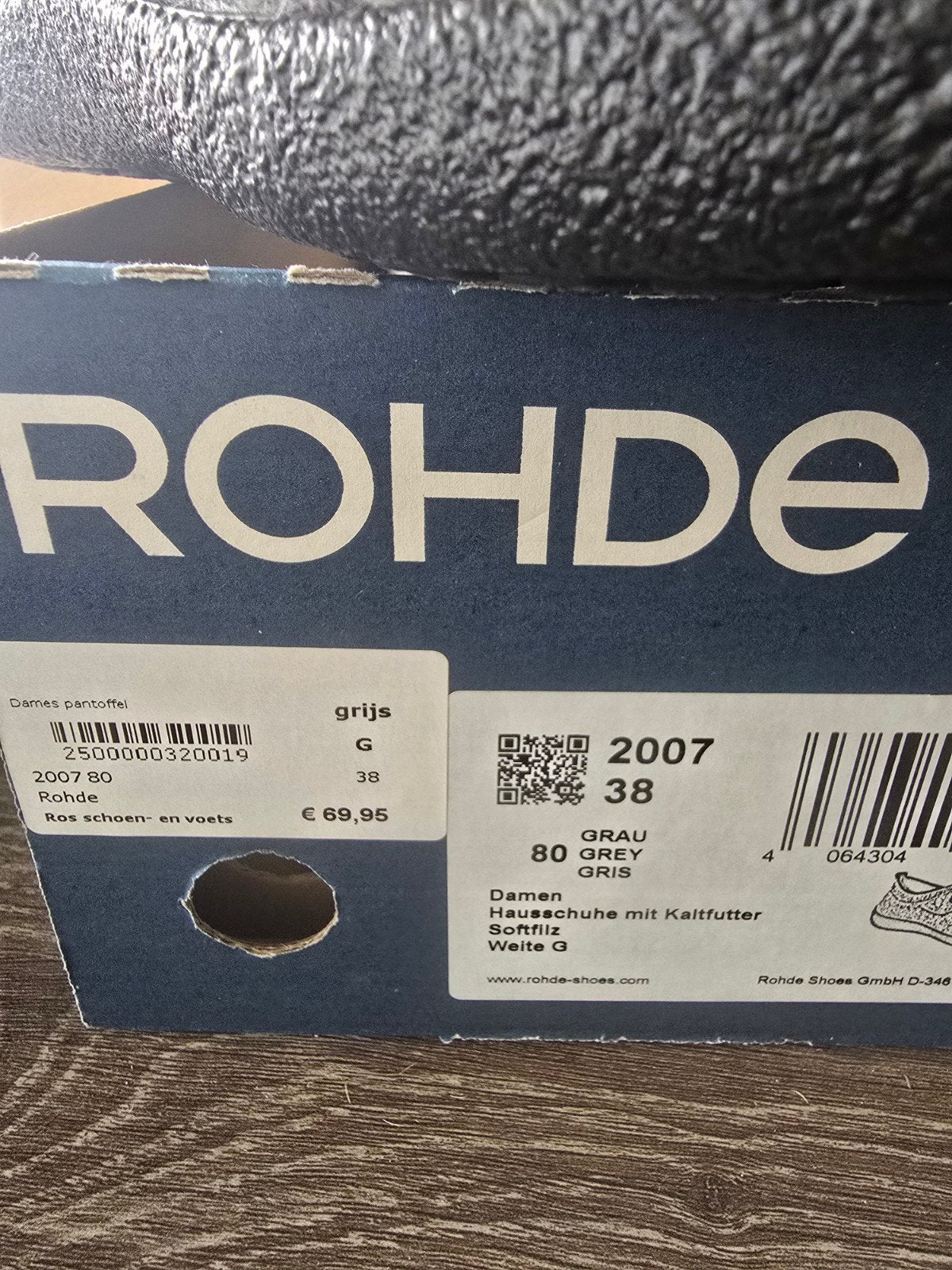 Rohde Dames Pantoffels - Grijs - Maat 38, Ophalen of Verzenden, Rohde, Nieuw, Pantoffels of Sloffen