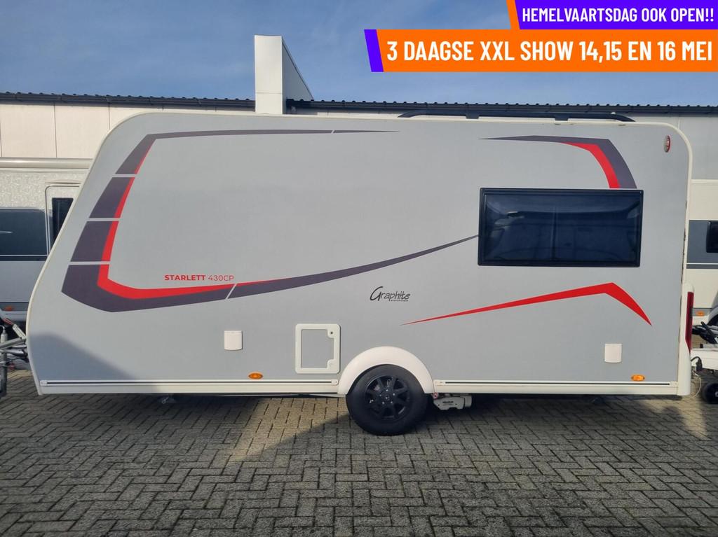 STERCKEMAN STARLETT GRAPHITE 430 CP ZAKLUIFEL + MOVER + GFK, Caravans en Kamperen, Caravans, Sterckeman, Bedrijf, 750 - 1000 kg