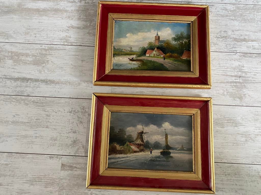 Schilderijen van C Hofland, Antiek en Kunst, Ophalen of Verzenden