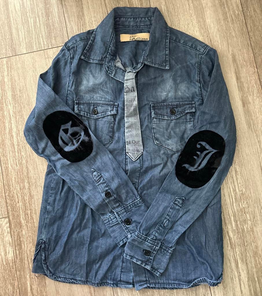 John Galliano spijkeroverhemd maat 128, Ophalen of Verzenden, Gebruikt, Jongen, Overhemd of Blouse