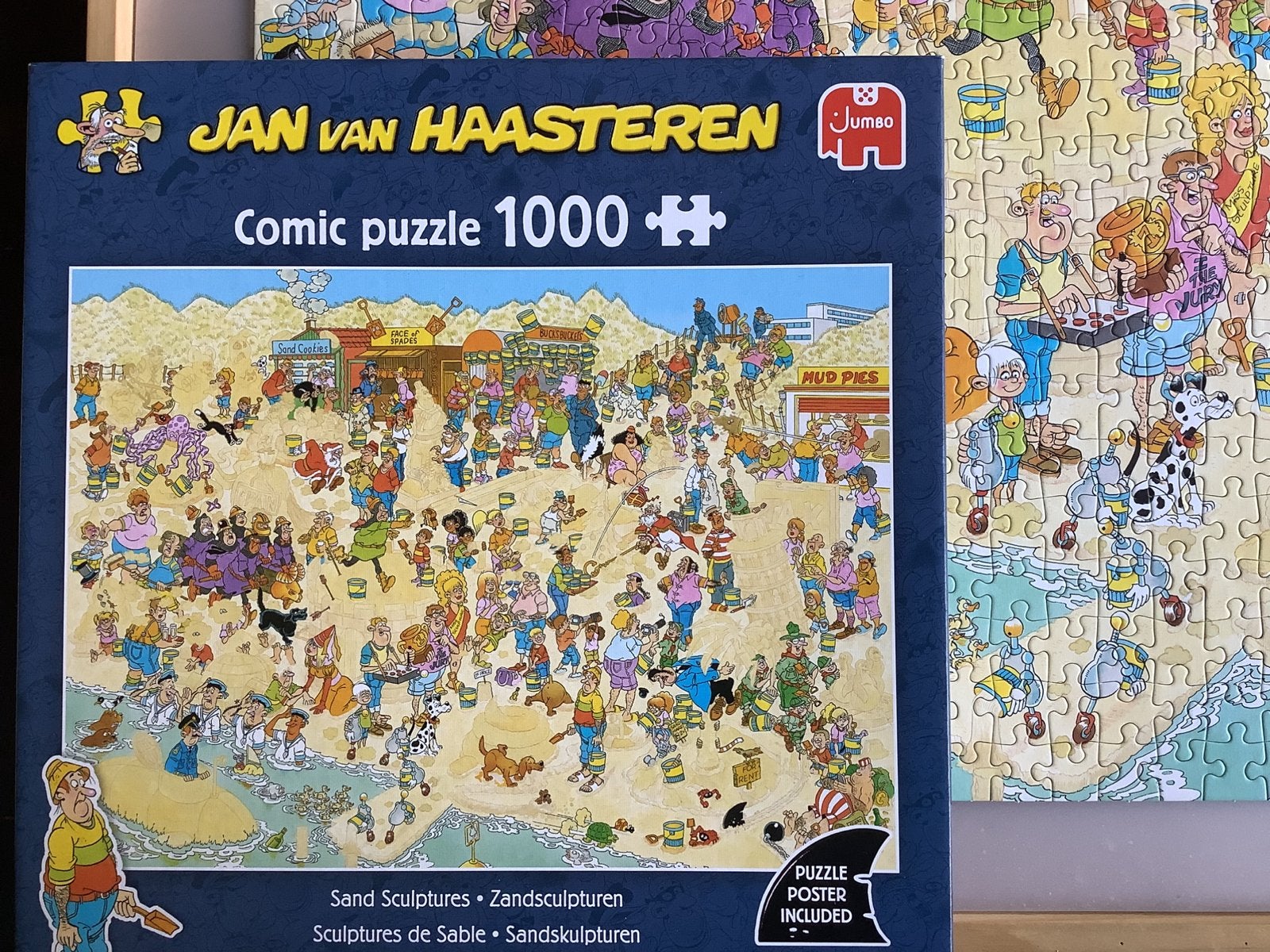Zandsculpturen 1000 stukjes Jan van Haasteren, Ophalen of Verzenden, 500 t/m 1500 stukjes, Zo goed als nieuw