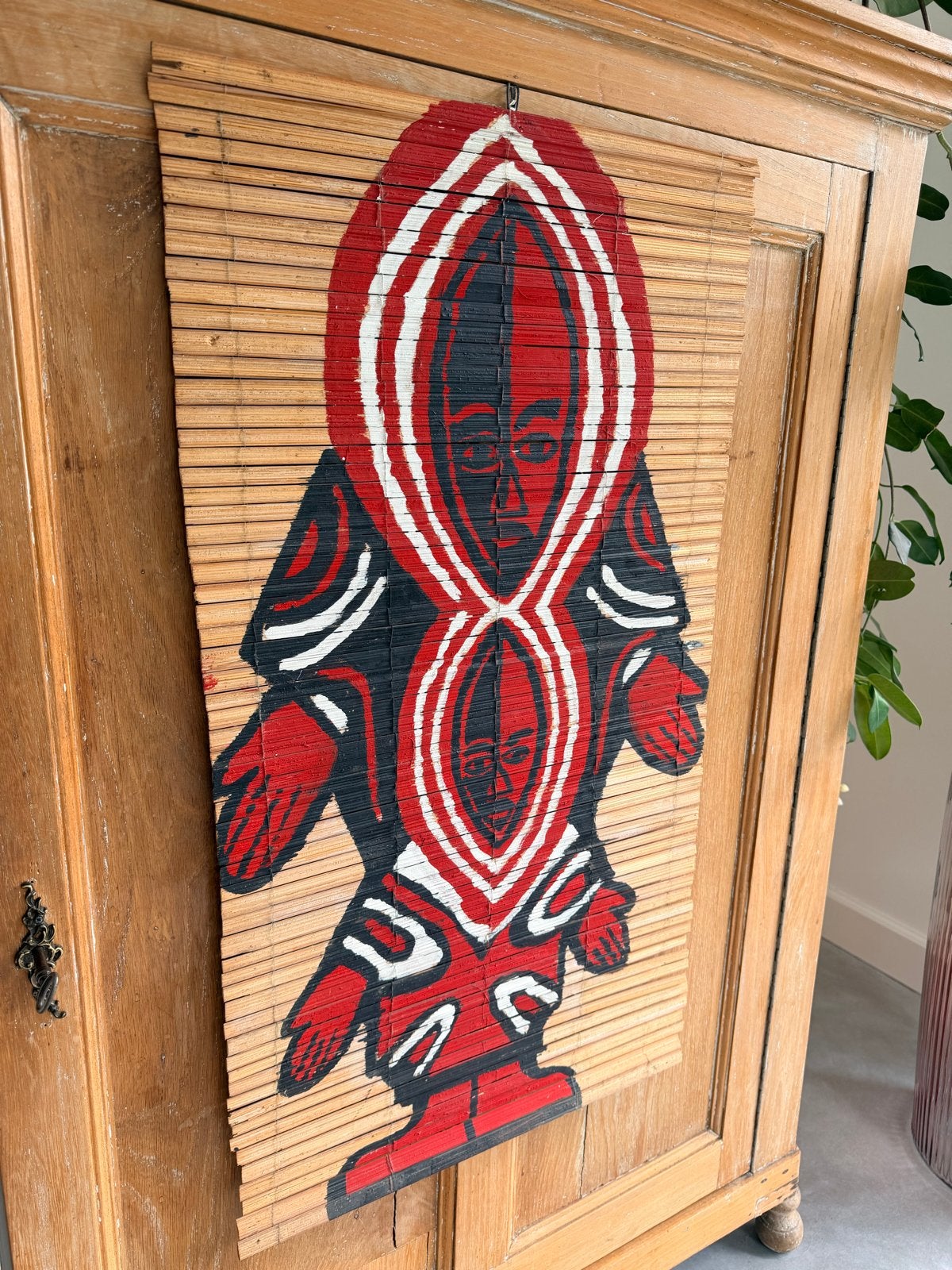 Handgeschilderd doek uit Senegal - Afrikaanse kunst, Antiek en Kunst, Ophalen, Wanddecoratie, Natuurlijk materiaal, Afrika