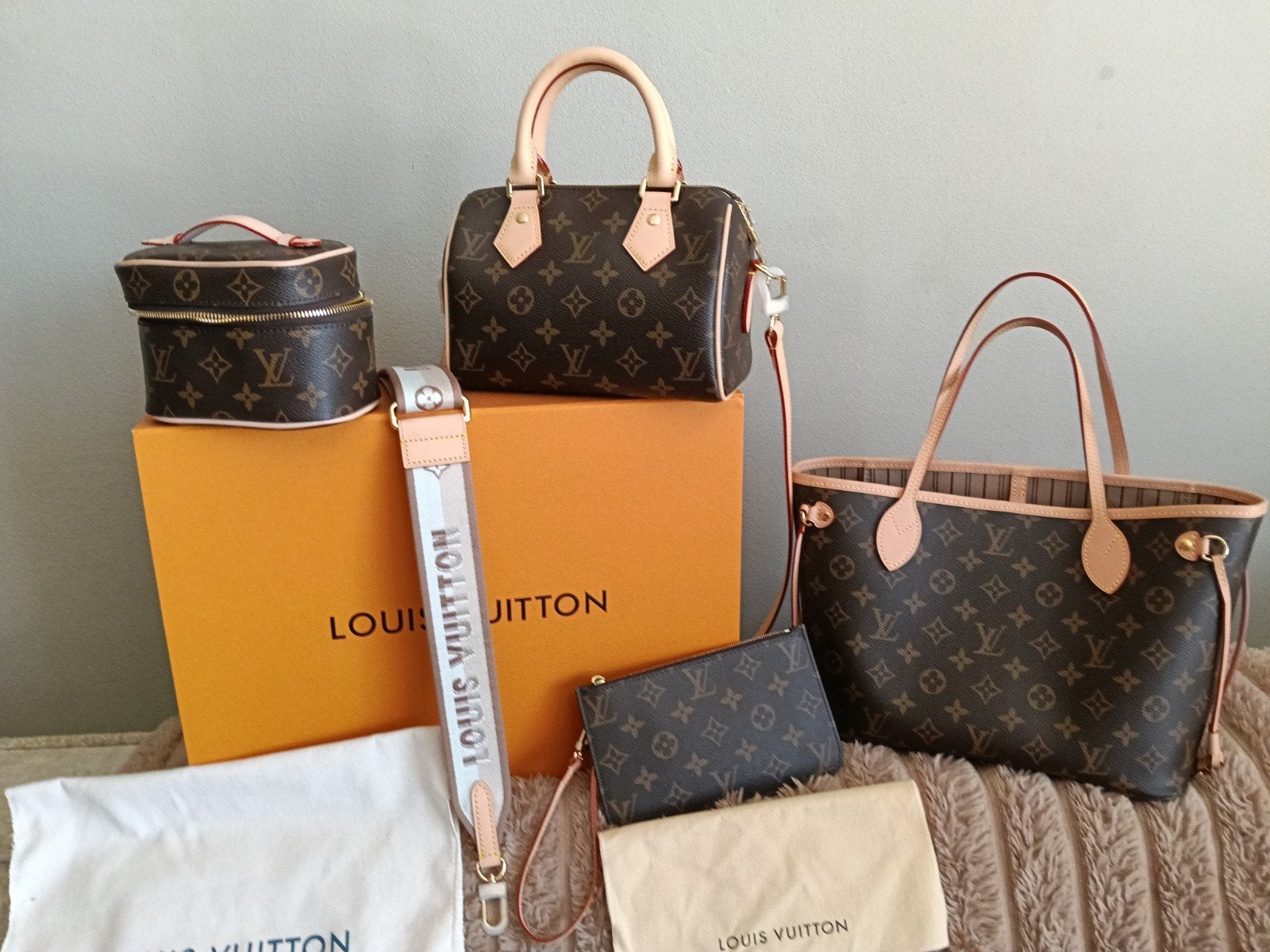 Louis Vuitton collectie neverfull nice nano en speedy 20, Ophalen of Verzenden, Nieuw, Bruin, Handtas