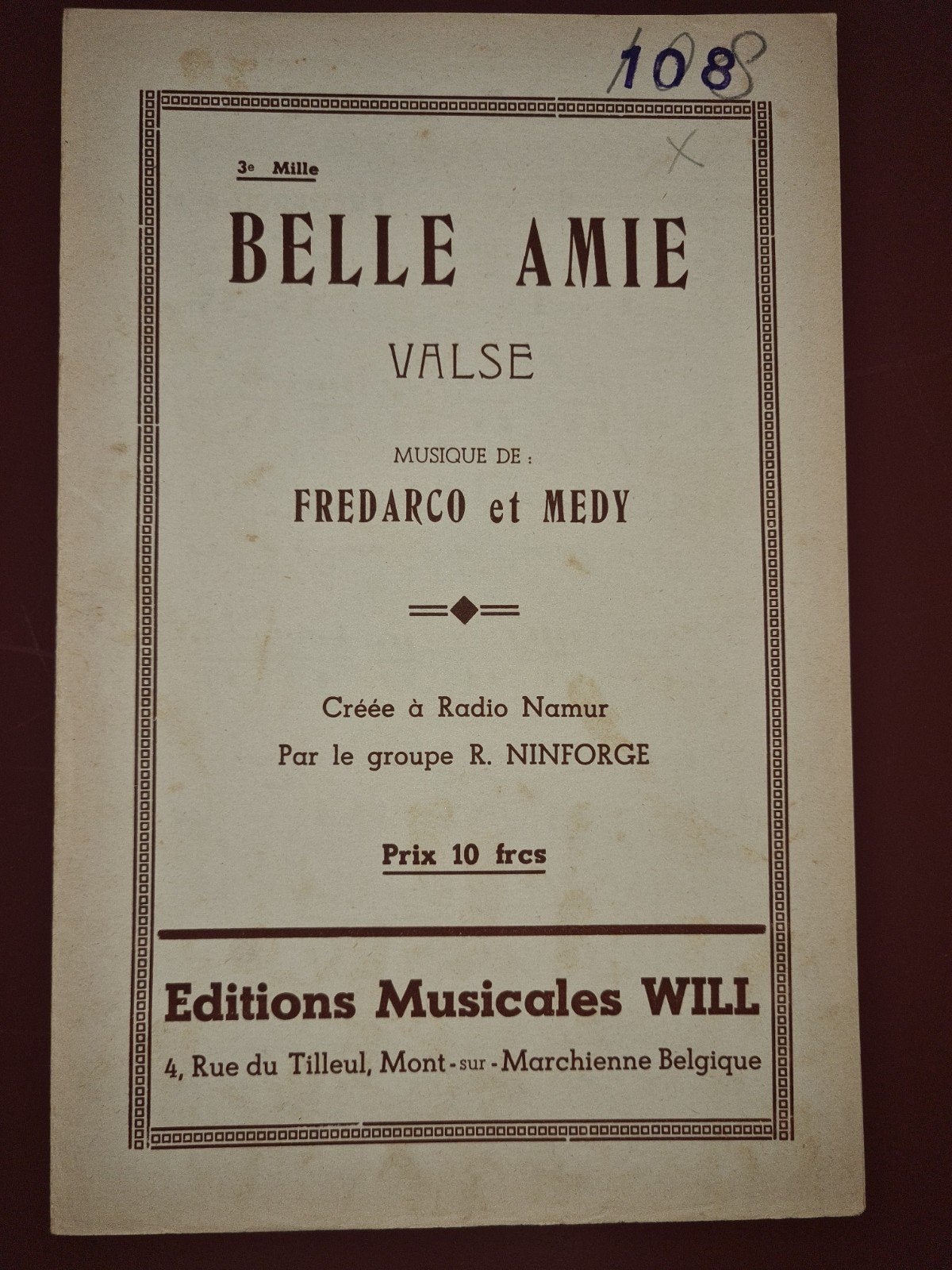 Belle Amie - Wals bladmuziek van Fredarco & Medy, Gebruikt, Klassiek, Piano, Ophalen of Verzenden