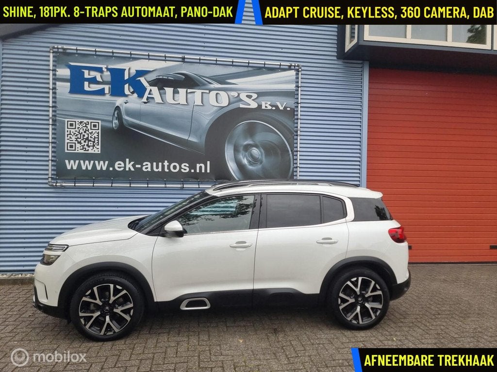 Citroen C5 Aircross 1.6PureTech Shine 181pk 8-Traps Automaat, Gebruikt, 4 cilinders, C5 Aircross, Wit