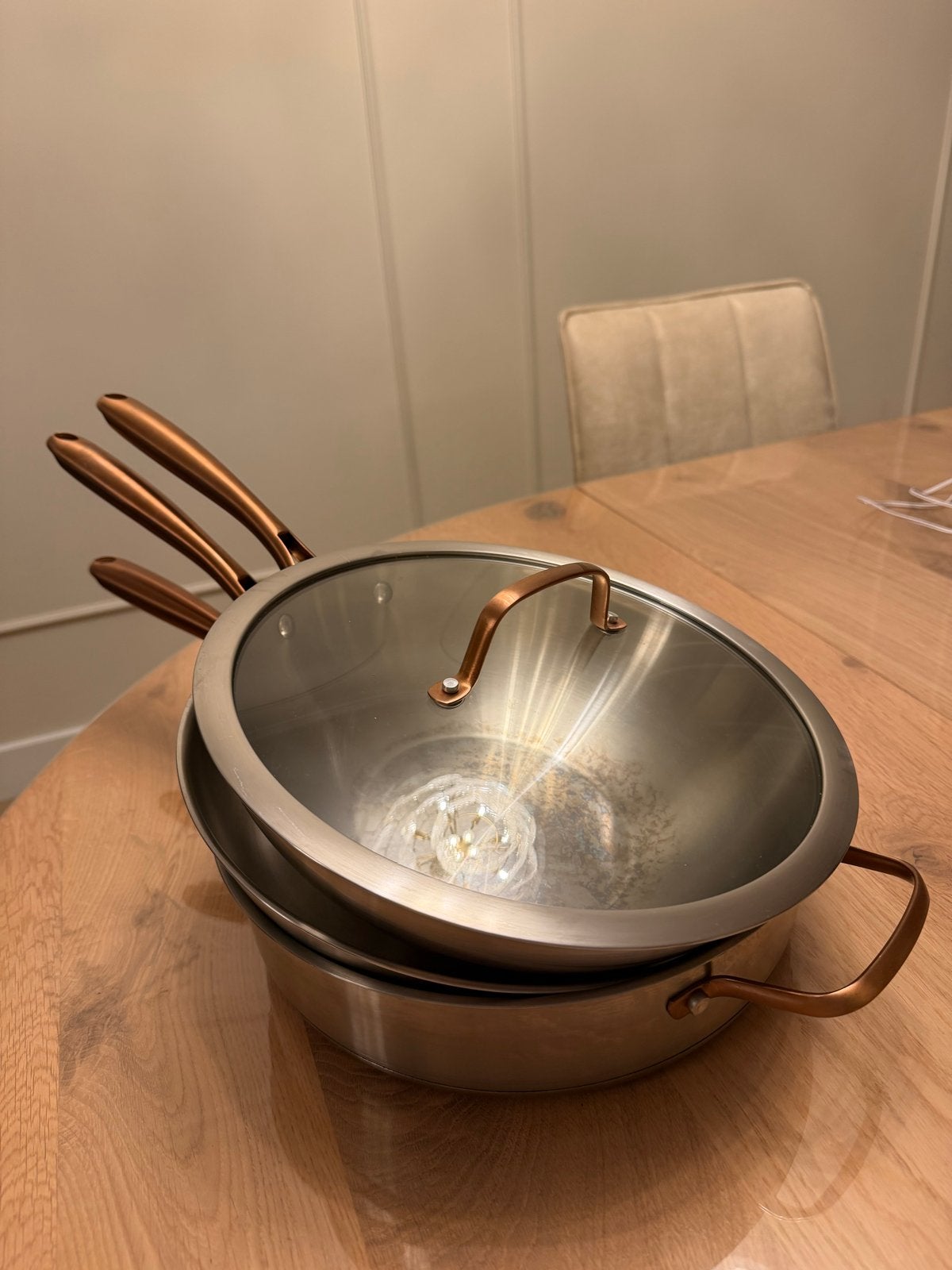 Pannenset RVS van BK met deksel, Ophalen, Gebruikt, Met deksel, Pannenset