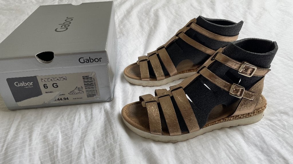 Gabor damesschoenen maat 39 metallic, Kleding | Dames, Overige kleuren, Gabor, Zo goed als nieuw, Sandalen of Muiltjes