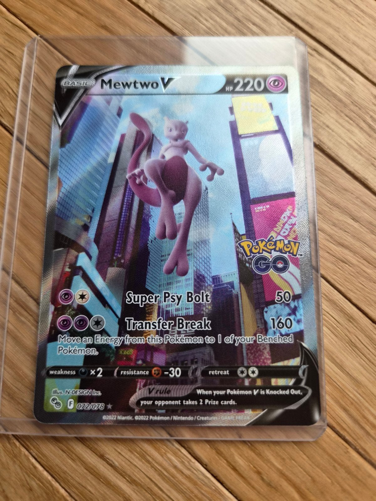 Mewtwo V Pokemon GO Promo Kaart (072/078), Ophalen of Verzenden, Zo goed als nieuw, Losse kaart