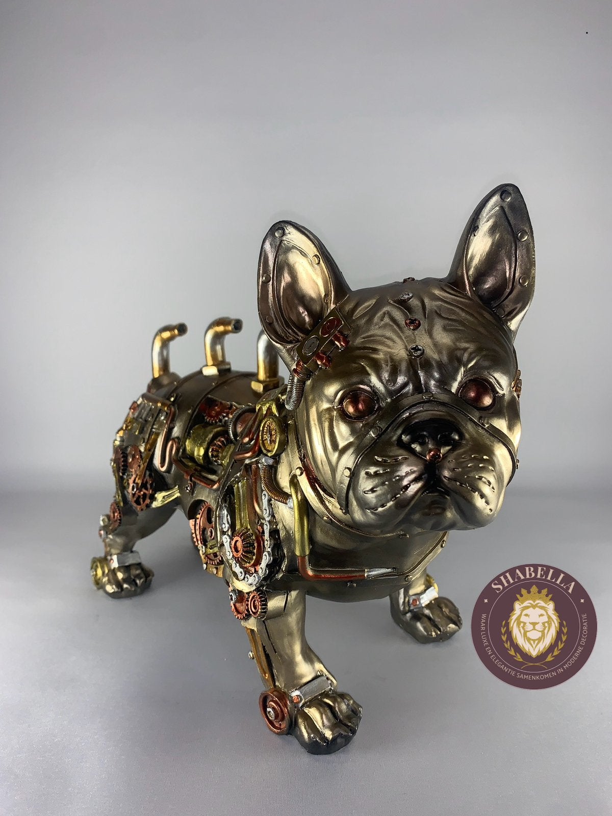 Steampunk Franse Buldog - decoratie - Shabella-deco, Shabella, Nieuw, Ophalen of Verzenden, Goud