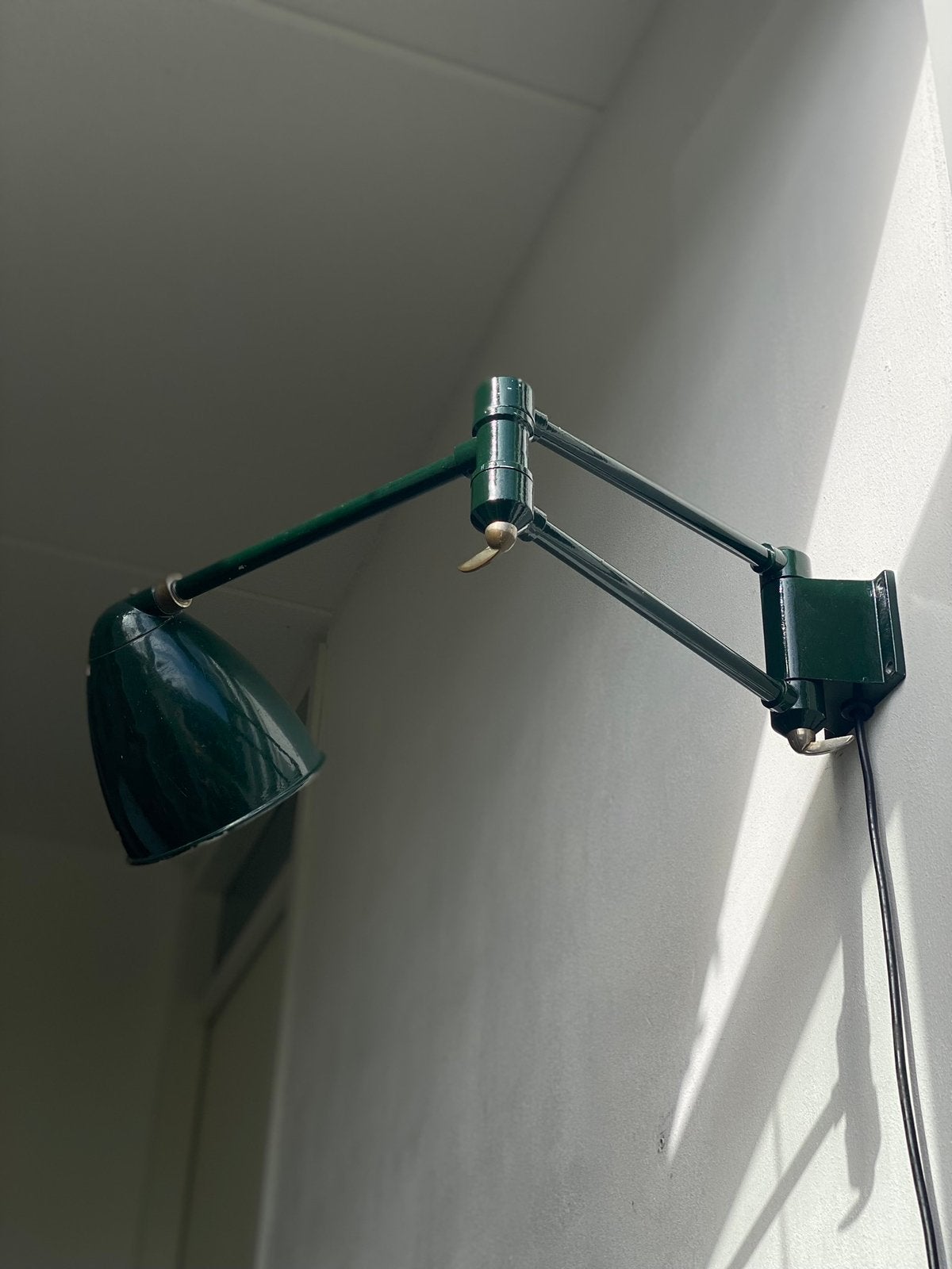 Vintage machinistenlamp werklamp jaren 50 emaille groen, Huis en Inrichting, Verzenden, Zo goed als nieuw