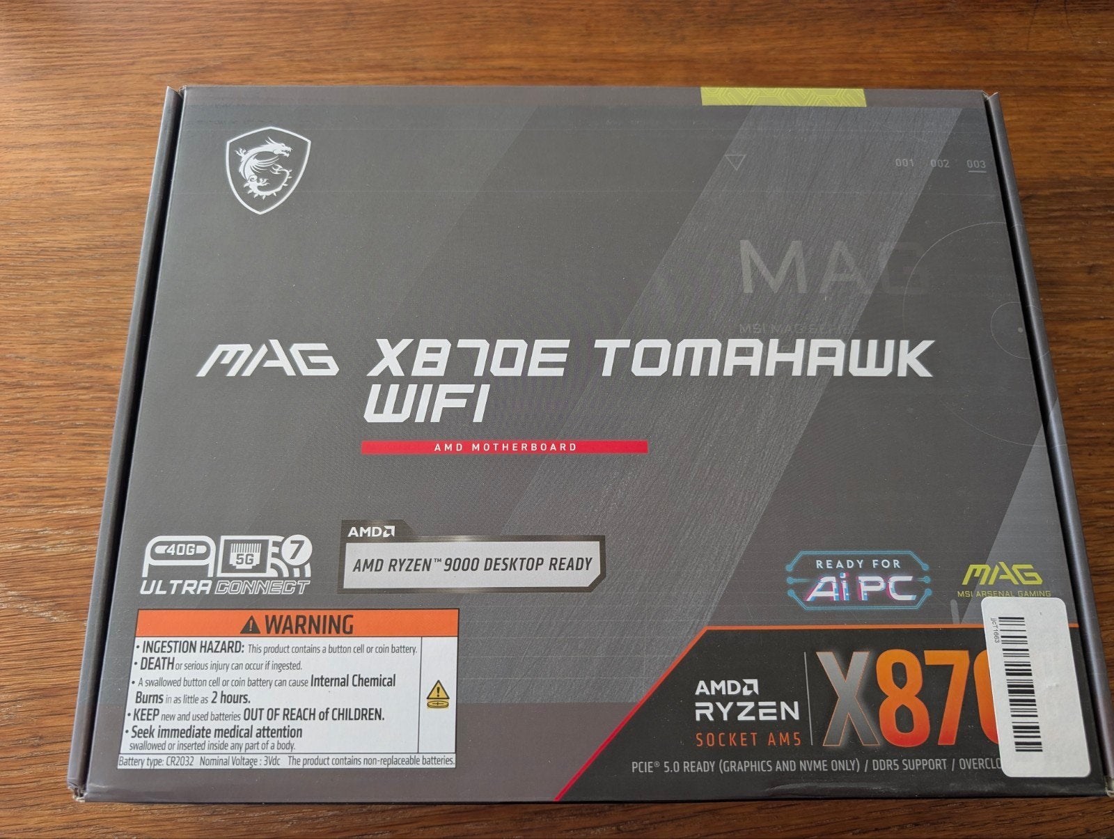 MSI MAG X870E TOMAHAWK WIFI AMD Moederbord, Computers en Software, Nieuw, Ophalen of Verzenden, ATX, DDR5