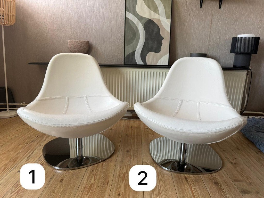 IKEA TIRUP draaifauteuil – Carl Öjerstam (set van 2), Huis en Inrichting, Ophalen, Gebruikt, Leer, Modern design / Scandinavisch / designklassieker / Vintage