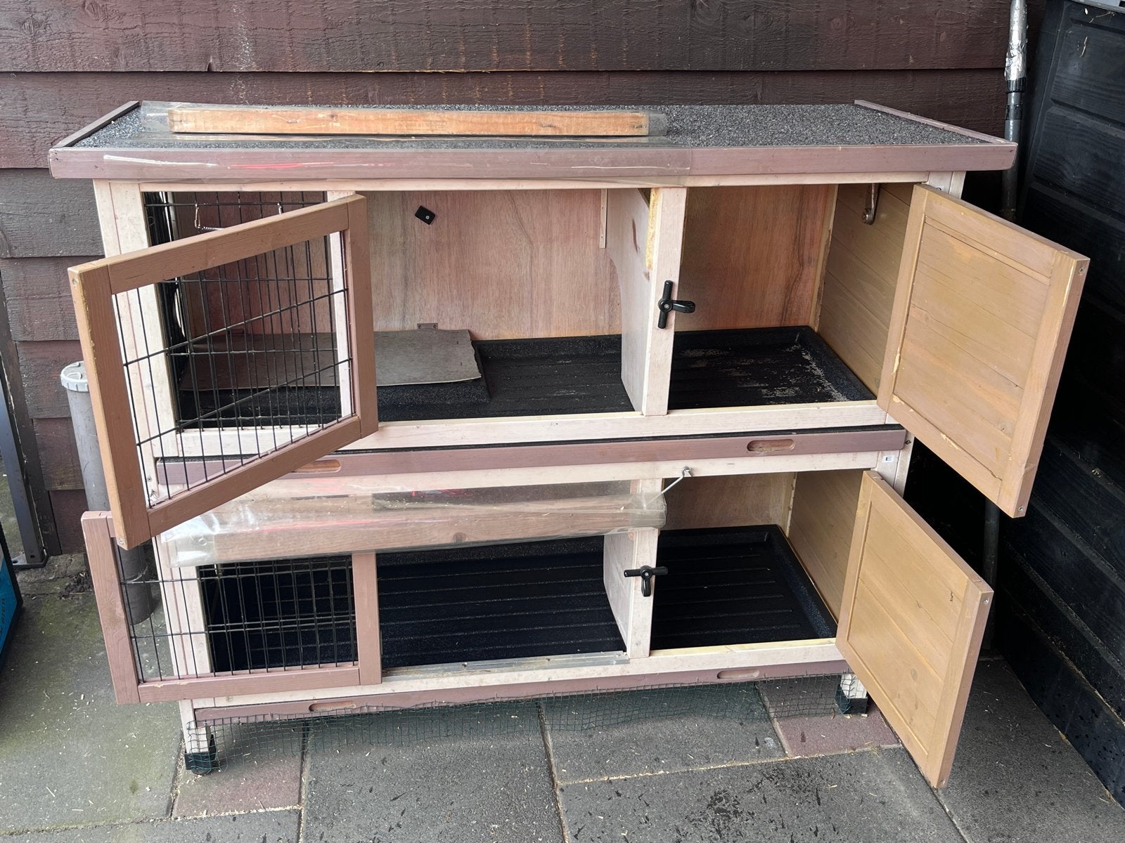 Dubbel buitenhok voor konijn/cavia, Ophalen, 90 cm of meer, Konijn, Hok