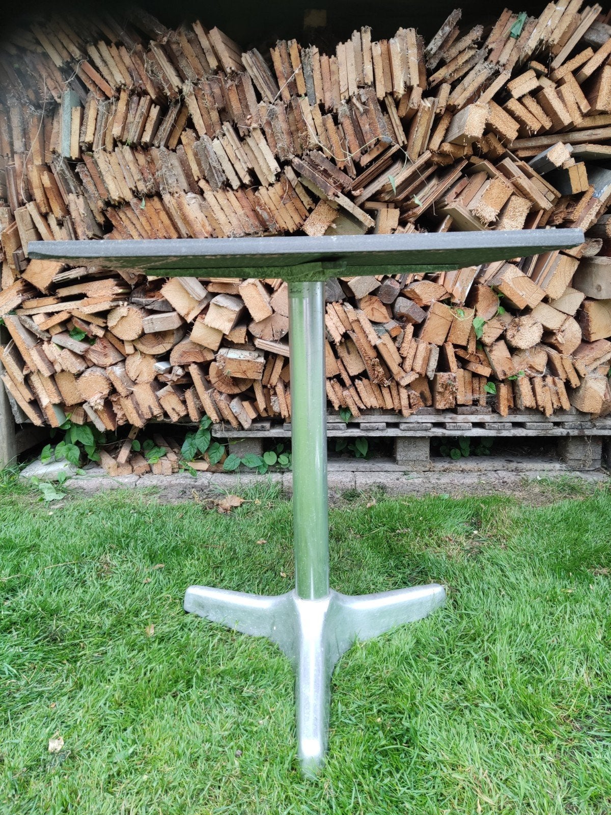 Aluminium terrastafelpoten met blad 60x60cm, Tuin en Terras, Ophalen, Gebruikt, Vierkant, Aluminium