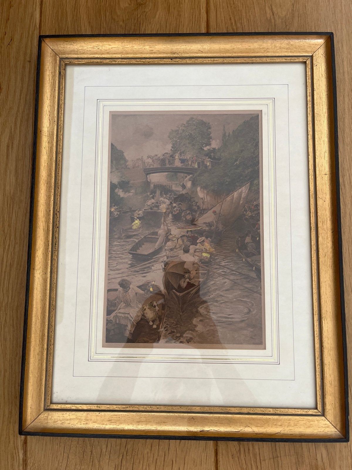 Lithografie Edward John Gregory - Boulter's Lock, Antiek en Kunst, Kunst | Litho's en Zeefdrukken, Ingelijst, Ophalen of Verzenden