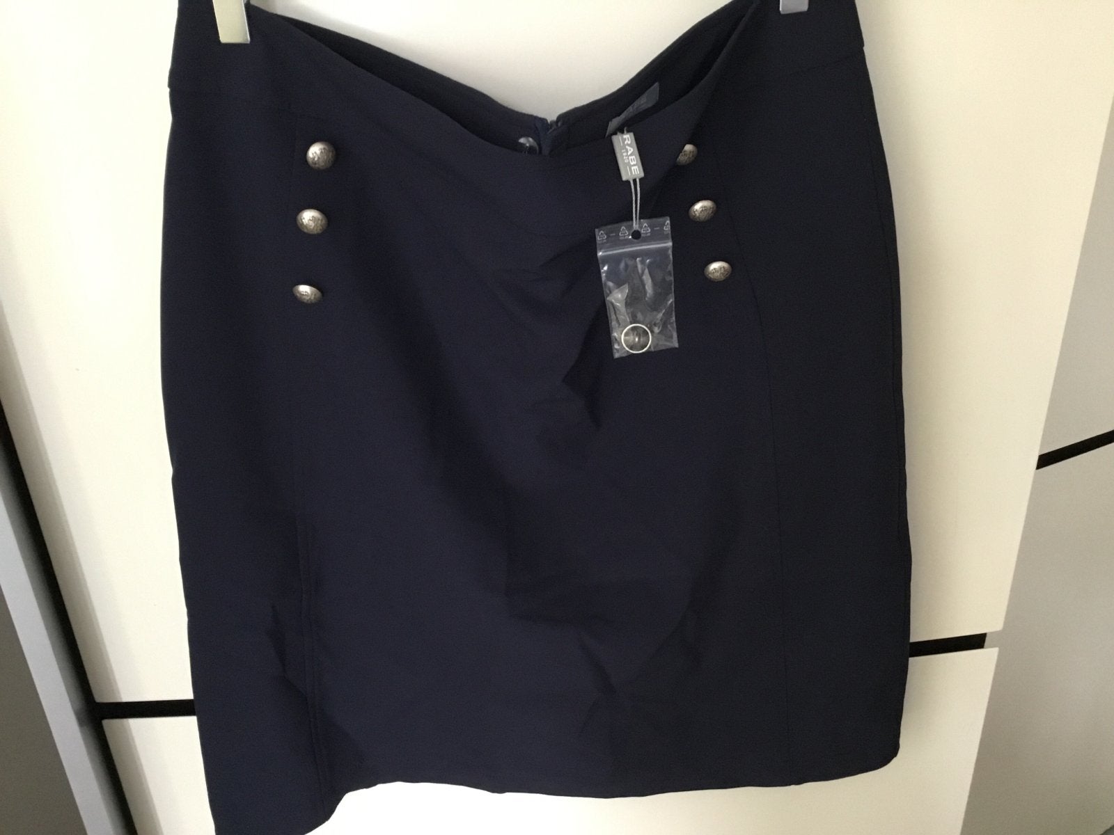 Donkerblauwe RABE rok maat 44 met zilverkleurige knopen, Ophalen of Verzenden, Zo goed als nieuw, Maat 42/44 (L), Blauw