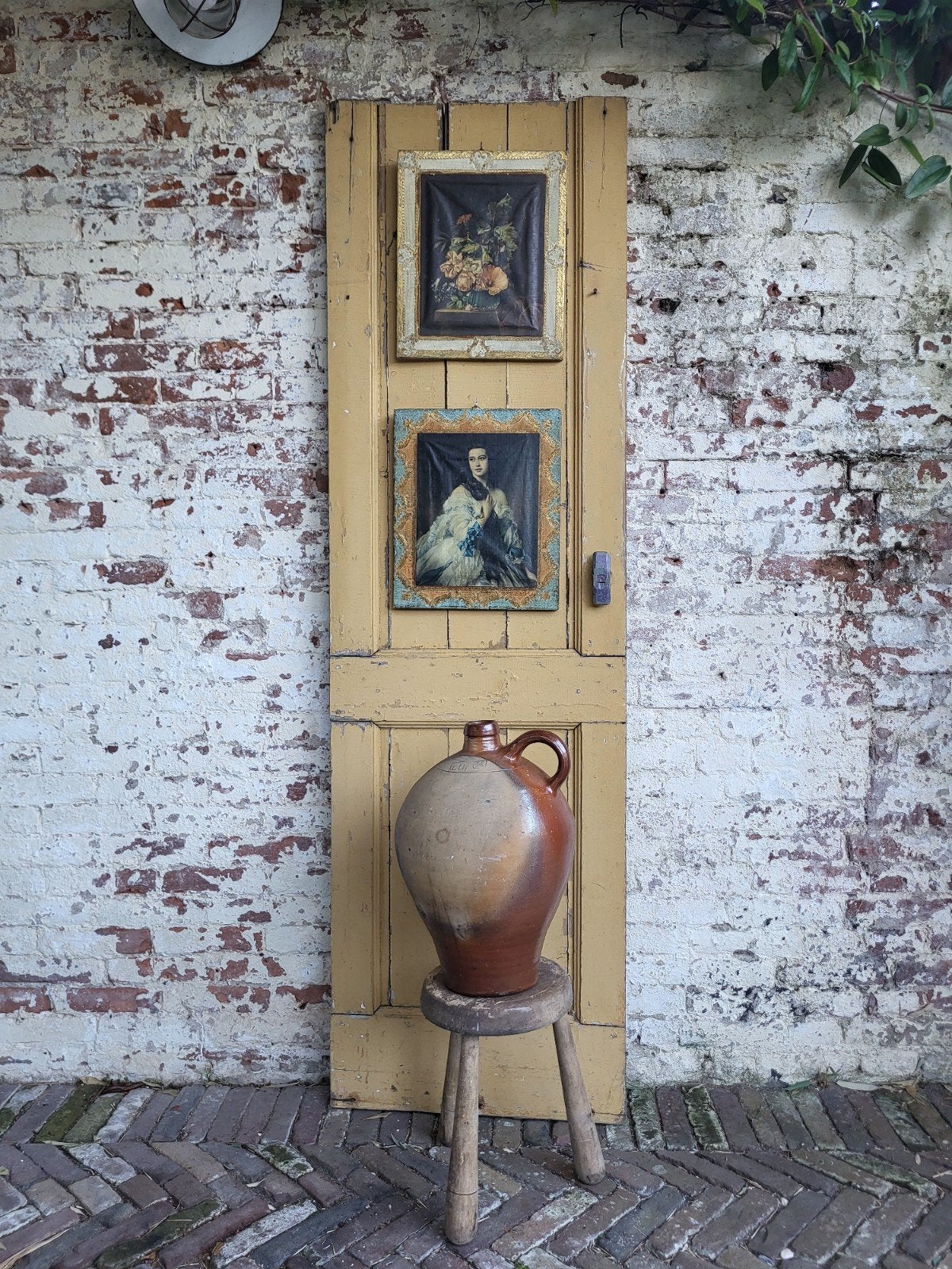 oude franse brocante olijfkruik/ oliekruik/ allegonda, Ophalen of Verzenden