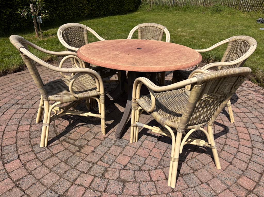 Hartman Prestige selection tuinset inclusief 5 stoelen,, Ophalen, 5 zitplaatsen, Gebruikt, Wicker