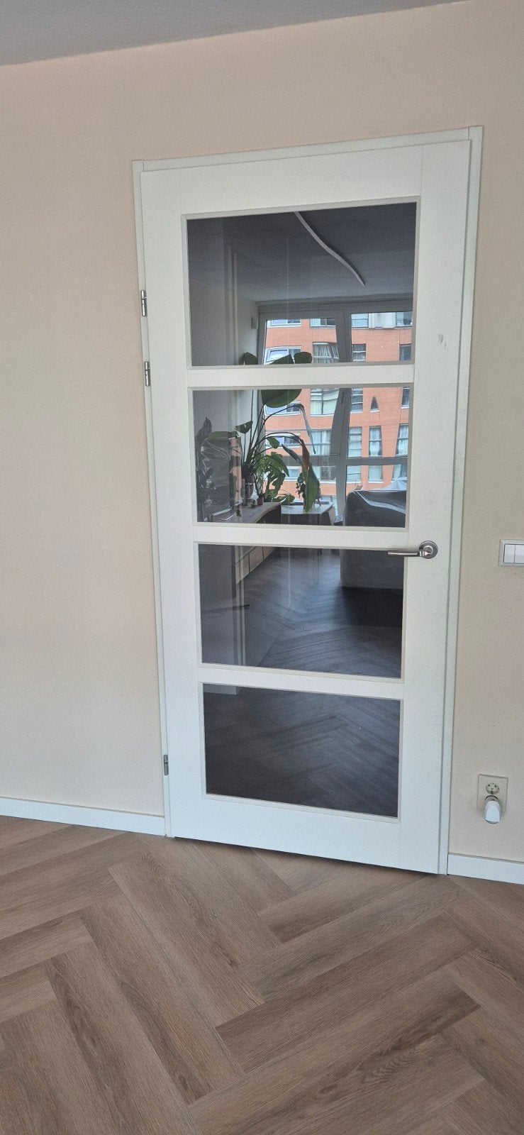 Binnendeur met glaspanelen, 211 x 93 cm, Ophalen, 80 tot 100 cm, Binnendeur, Zo goed als nieuw