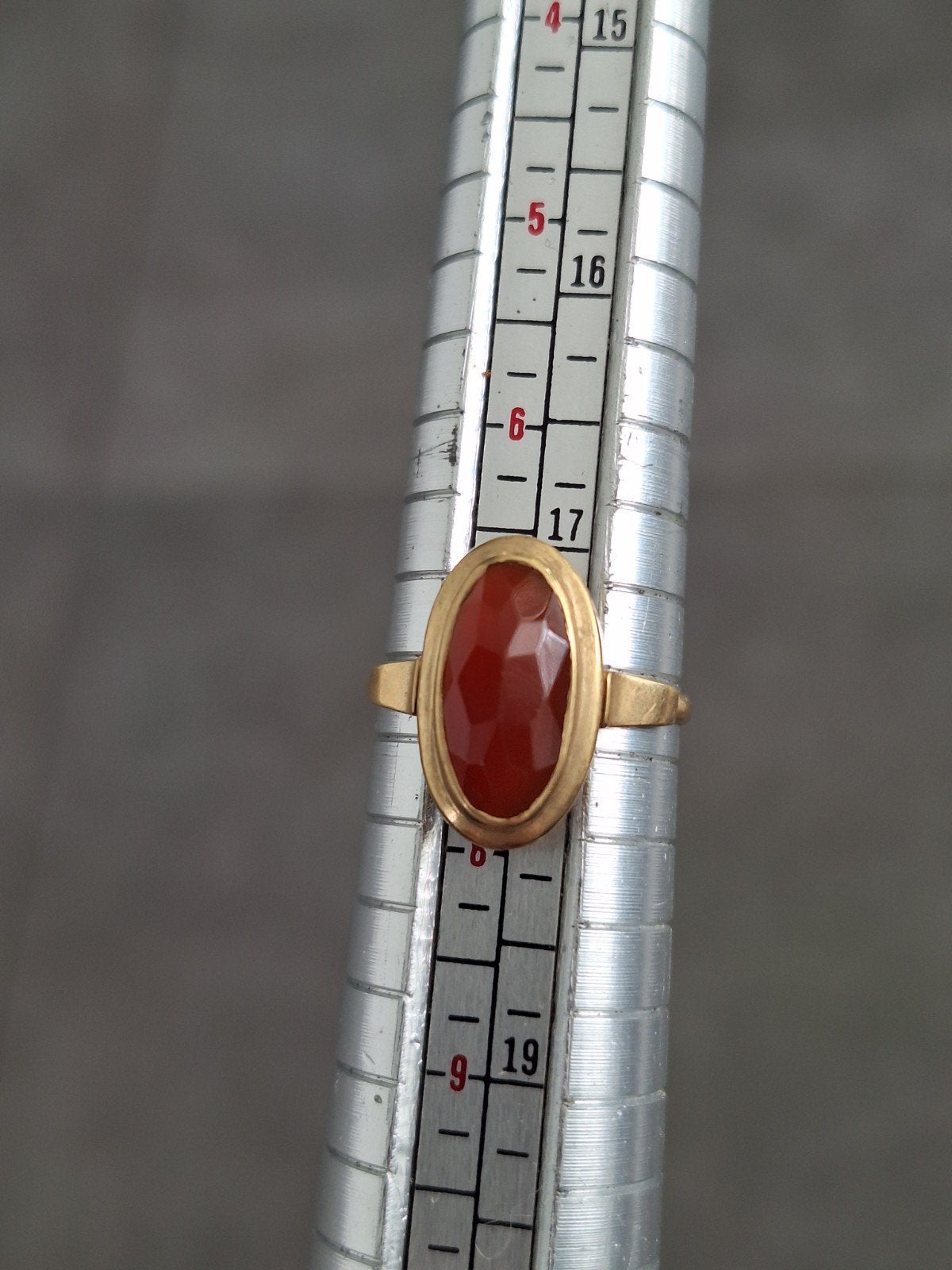 Vintage 14 karaatsgouden ring met rode edelsteen, Carneool, Ophalen, Goud