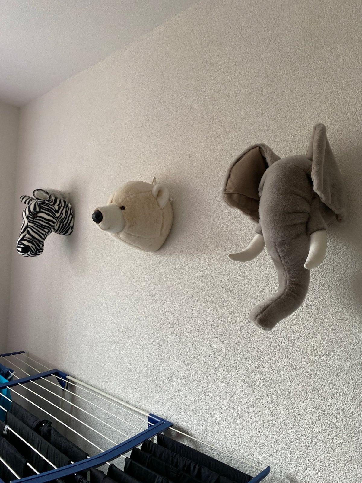 Set van 3 pluche dierenkoppen voor aan de muur, Ophalen, Zo goed als nieuw, Met ophangsysteem, Textiel