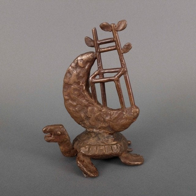Brons, van beeldhouwer Evert den Hartog geboren 1949., Overige onderwerpen, Minder dan 20 cm, Ophalen of Verzenden, Gepatineerd
