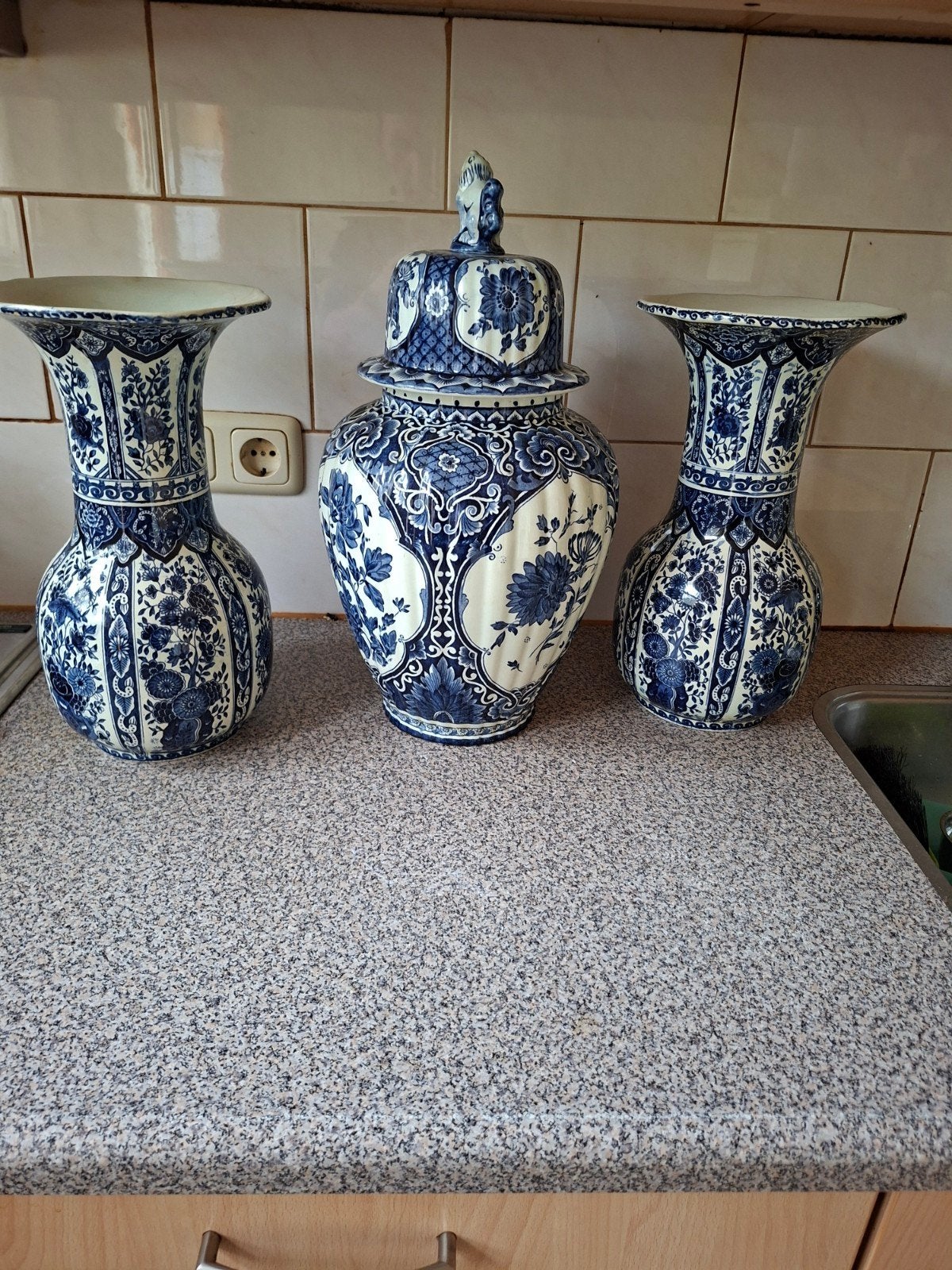 Prachtig Delfts Blauw Vazen Set - 3 Stuks, Ophalen