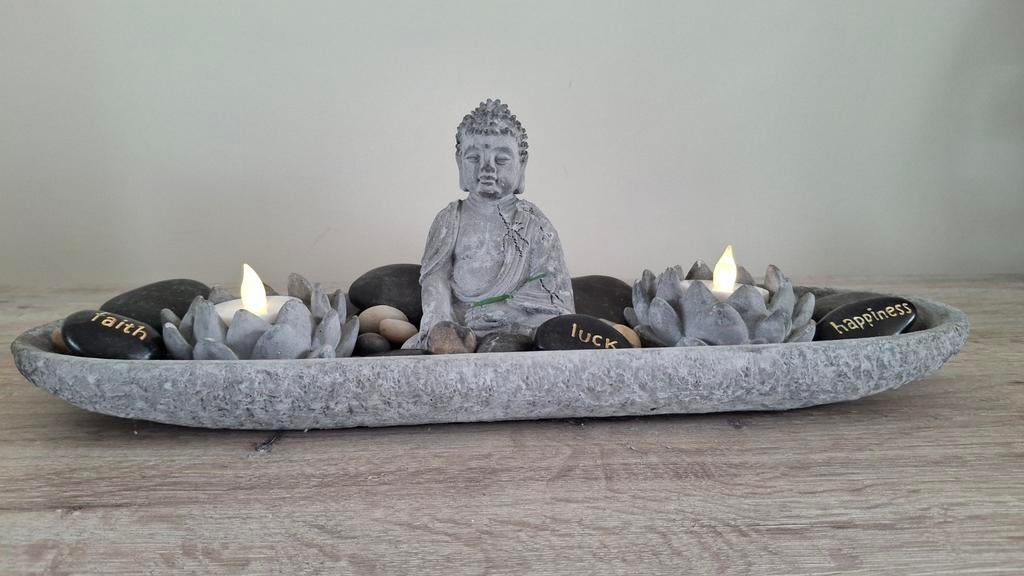 Boeddha Schaal met Stenen - 41x12 cm Decoratie, Ophalen
