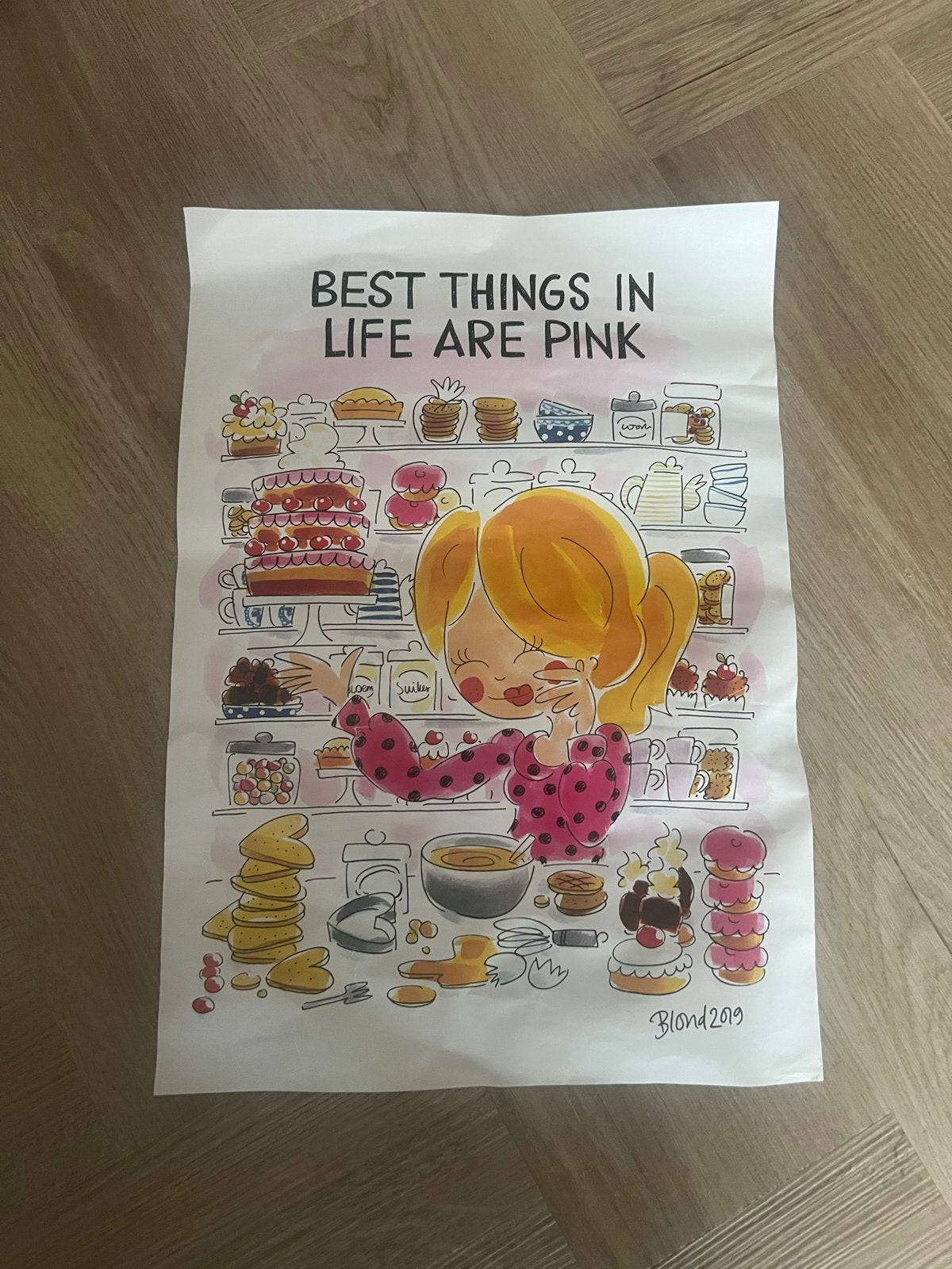 Blond Amsterdam Poster: Best Things in Life are Pink, 50 – 75, Minder dan 50 cm, Gebruikt, Ophalen of Verzenden