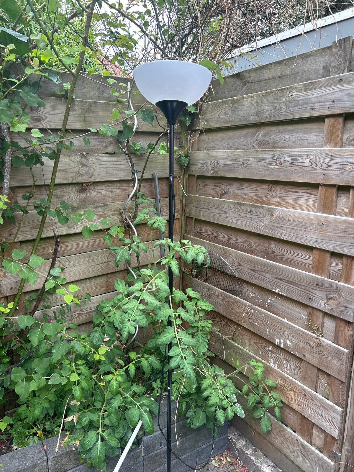 Staande lamp met witte kap, Gebruikt, Metaal, 150 tot 200 cm, E27 (groot)