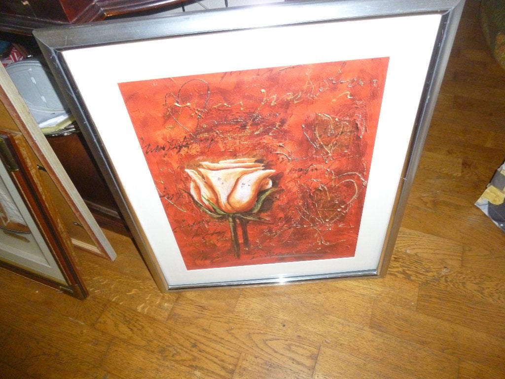 schilderij       Roos  b+h Gallery, Ophalen, Papier/karton, Achter glas, Bloemen