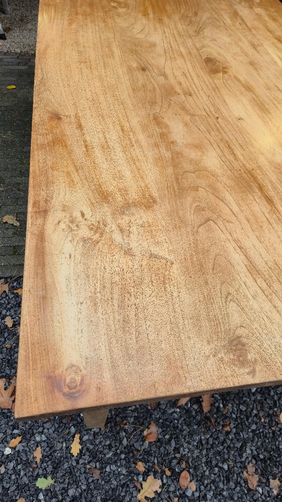 Grote teak eetkamertafel 220x100, Ophalen, Strak hout, Gebruikt, Teakhout