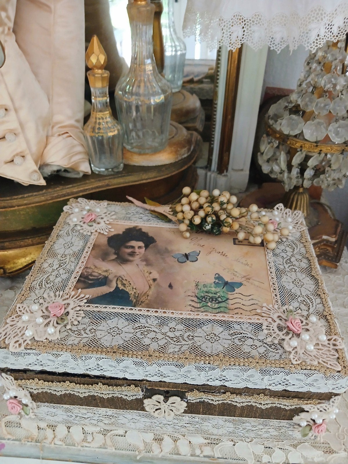 antiek sieradenkistje....boudoir..., Verzenden